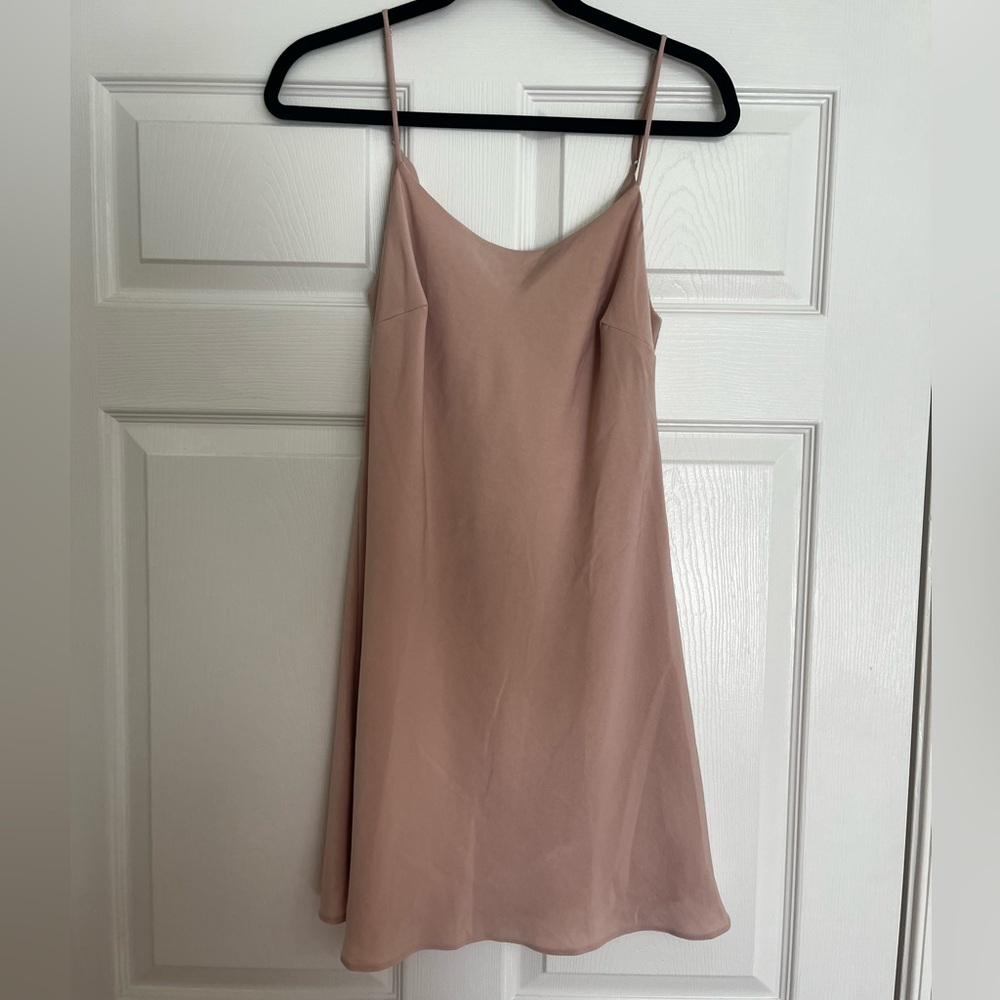 Lulu's blush pink slip dress with scooped back